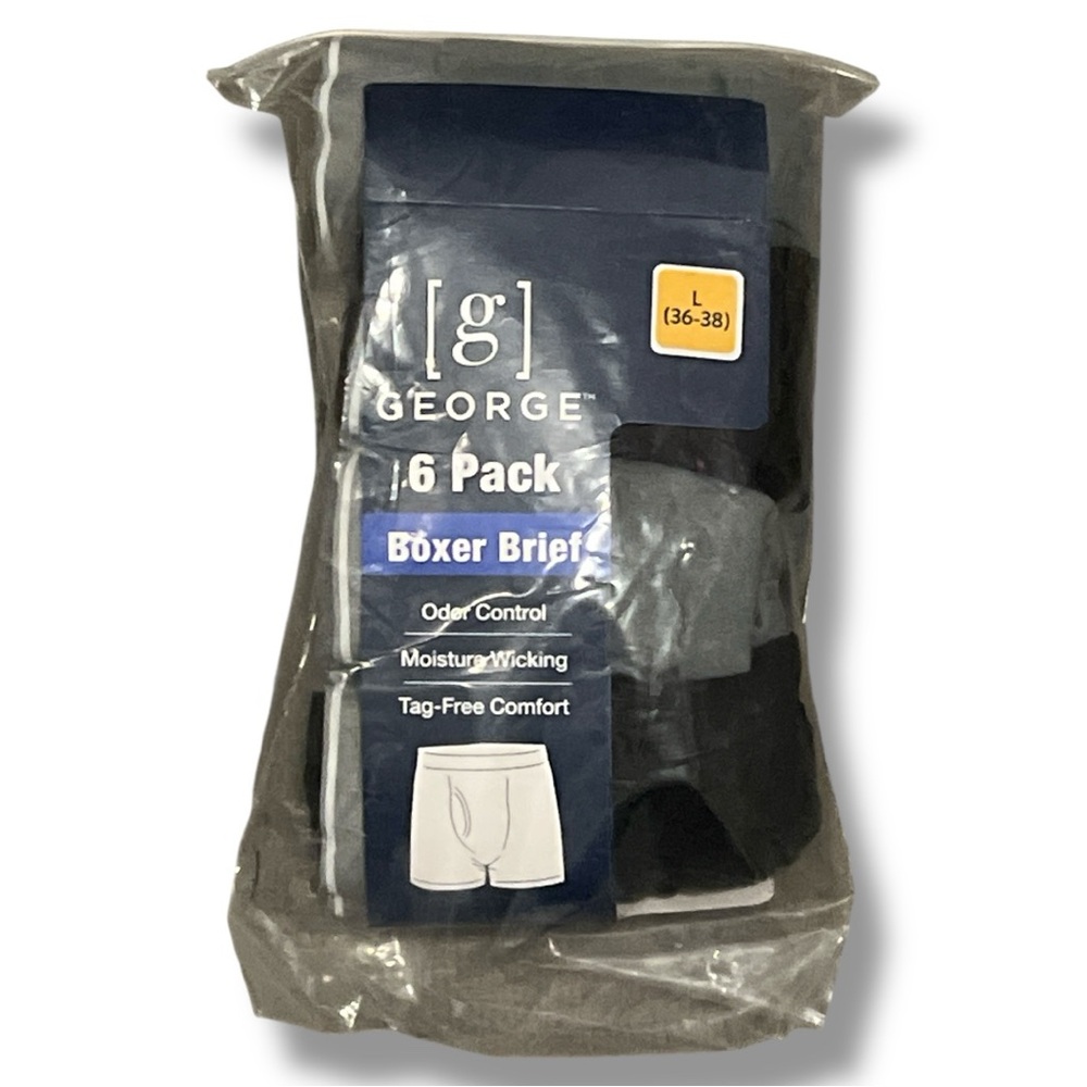 George Men's Boxer Briefs 5 Pack - Black and Gray